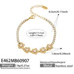 color: E462-Flower White Zircon Gold Bracelet -17+5cm