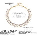color: TXP554-White Zircon Gold Necklace -50.5cm