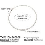 color: TXP610-White Zircon Steel Color Necklace -30+12cm