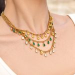 Tassel Necklace Inlaid Zircon Drop Shape Pendant Stainless Steel 18K Gold Plating Exquisite Female Clavicle Chain