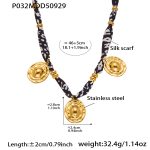 color: P032-Gold Necklace 46+5cm