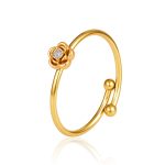 color: Rose Zircon Ring Gold / size: Open Adjustable