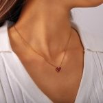 French Love Heart Necklace Clavicle Chain Advanced Design Ornament Trendy Elegance Retro Red Necklace