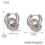 color: F370-White Rhinestone Steel Color Earrings
