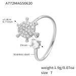 color: A772-Steel Color Turtle 5A Zircon Ring / size: US 7