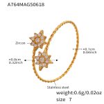 color: A764-Gold 5A Zircon Star Ring / size: US 7