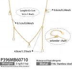 color: P396-Small Cube Zircon Tassel Gold Necklace -42+5cm