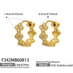 color: F342-White Zircon Gold Earrings