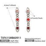 color: TXF615-Red Zircon Steel Color Earrings
