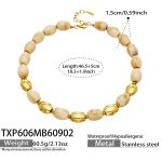 color: TXP606-Bone Color Resin Gold Necklace -46.5+5cm
