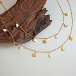 All-Match Star Moon Natural Freshwater Pearl Tassel Clavicle Necklace Women's Light Luxury Design