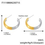 color: F1118-Two-tone Gold Earrings -L