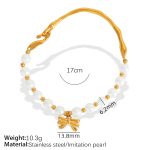 color: SL50 White Bead Gold Bracelet