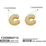 color: F260-Letter C Gold Earrings