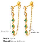 color: EH1334GWG Green White Zircon Gold Earrings