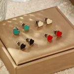 Color Candy Series Stainless Steel Love Heart Stud Earrings Mini and Simple Women's Ear Rings