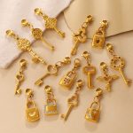 Retro Diamonds Key Series Lobster Buckle Pendant Stainless Steel 18K Gold Plating All-Match DIY Accessories