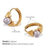 color: EH1091GYG Gray Bead Gold Hoop Earrings