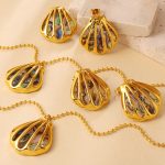 Advanced Ocean Series Beach Shell Pendant Earrings Necklace Stainless Steel Plated 18K Gold Accessories