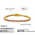 color: E402-Pink Zircon Gold Bracelet -17cm