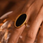 color: A948-Gold Oval Enamel Ring / size: US 7