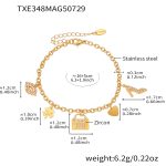 color: TXE348-Gold Lock Pendant Bracelet 16+5cm