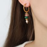 color: F226-Green Natural Stone Earrings
