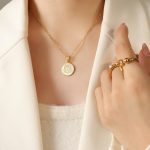 color: RP014-G Letter Gold Necklace -39+5cm