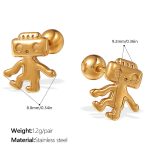 color: EH1008G Piercing Gold Stud Earrings