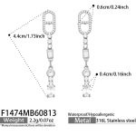 color: F1474-Box Link Zircon Steel Color Earrings
