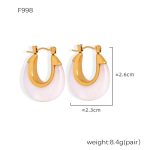 color: F998-White Resin Gold Earrings