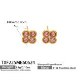 color: TXF225-Pink Color Zircon Gold Earrings