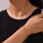 Fresh and Elegant Simple Personality All-Match Commute Ornament Rice Bead Chain Oil Dripping Design Stainless Steel Jewelry Set