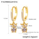 color: F1639-Gold Set with Zircon Full Pave Earrings