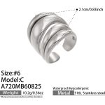 color: A720-C Style Polished Steel Color Open Ring / size: US 6