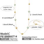 color: P818-C Style Glass Stone Brushed Necklace -82+5cm