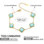 color: TXE612-Sky Blue Cracked Ice Stone Flower Gold Bracelet -17+5cm