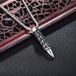 Exaggerated and Personalized Domineering Retro Hipster Bullet Skull Pendant Stainless Steel Male and Female Necklace