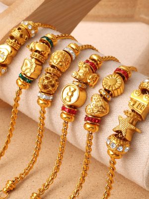 New Gold Multi-Element Beaded Bracelet Starfish Snowflake DIY Pendant Personalized Bracelet