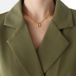 color: P300-Gold Purple Zircon Necklace -40+5cm