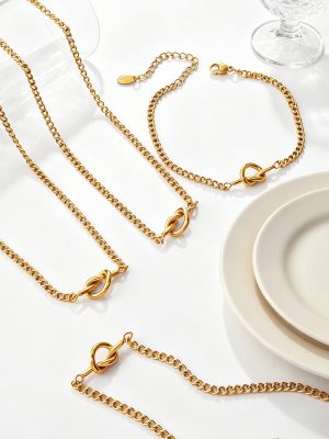 Simple Daily Commuter Knotted Bracelet Necklace Stainless Steel 18K Gold Plating All-Match Advanced Suit