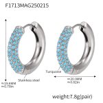 color: F1713-Steel Color Blue Turquoise Earrings