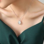 color: P704-Steel Color Large White Necklace