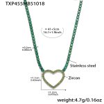 color: TXP455-Steel Color Green Zircon Necklace 41+5cm