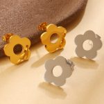Fresh Sweet All-Matching Glossy Flower Stud Earrings Women's Stainless Steel Daily Earrings