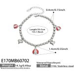 color: E170-Ladybug Multi-pendant Steel Color Bracelet -18+5cm