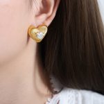 color: F969-White Faceted Zircon Earrings