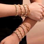 Ornament Stainless Steel 5A Zircon Four-Leaf Flower Full Diamond Bracelet New Chinese Bracelet Combination