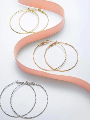 Stainless Steel Large Earrings Women's Exaggerated Ear Ring Vacuum Vapor Plating 18K All-Match Earrings Geometric