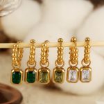 Round Beads Stainless Steel Zircon Earrings Women's Geometric Ear Clip Light Luxury Design Earrings